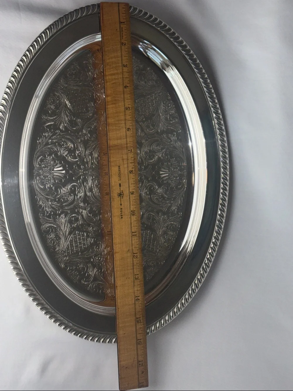 VNTG Silver Tray Serving Platter - F.B. Rogers 16” Silver Plated - Picture 6 of 13